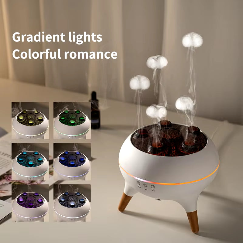 Dynamic Jellyfish Air Humidifier 250Ml Essential Oil Diffuser Remote Control Bedroom Humidifier with 7 Colorful Night Lights