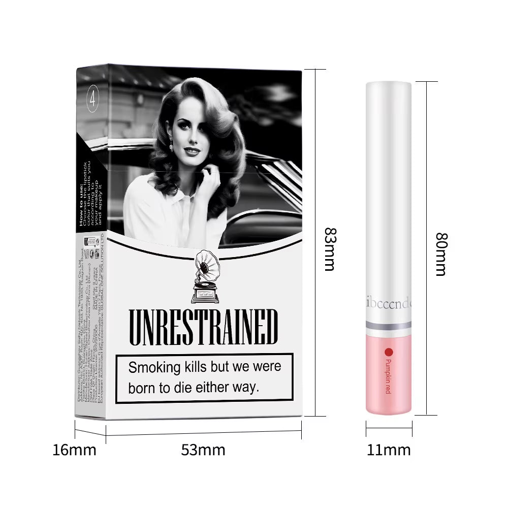 4Colors/Set Cigarette Lip Gloss Set Velvet Matte Waterproof Long-Lasting Lip Non-Stick Cup Cigarette Lipstick Makeup for Women