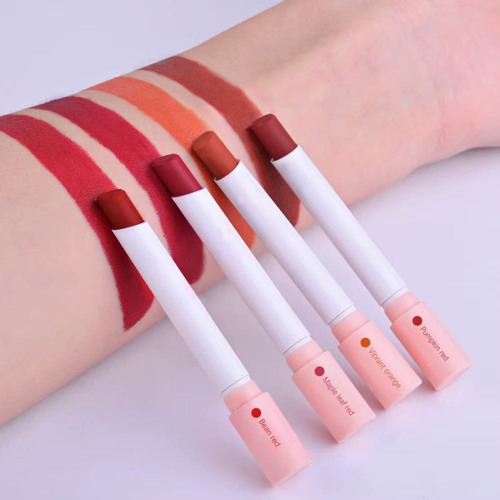 4Colors/Set Cigarette Lip Gloss Set Velvet Matte Waterproof Long-Lasting Lip Non-Stick Cup Cigarette Lipstick Makeup for Women