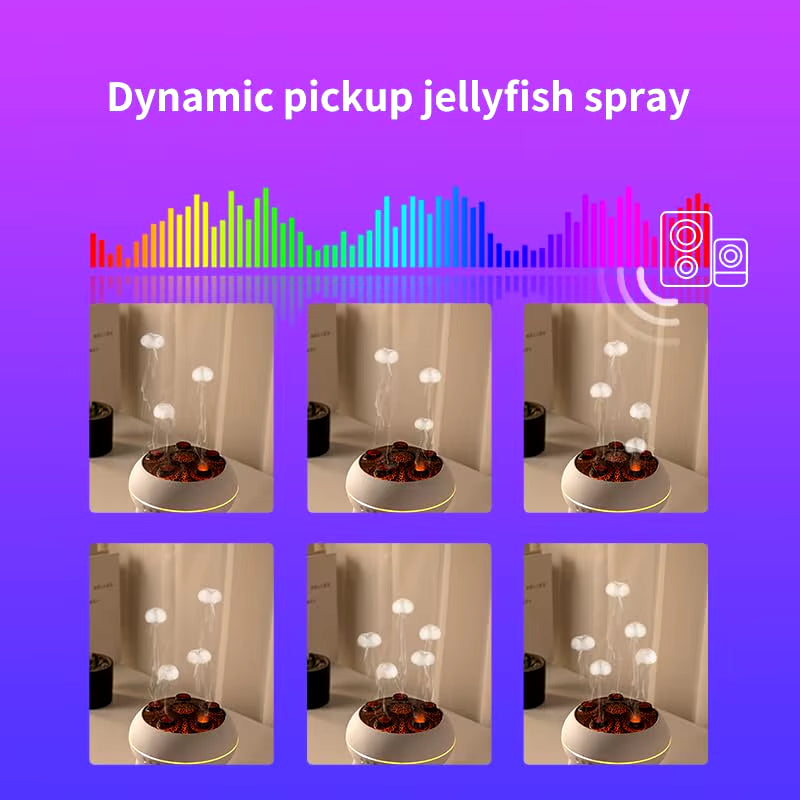 Dynamic Jellyfish Air Humidifier 250Ml Essential Oil Diffuser Remote Control Bedroom Humidifier with 7 Colorful Night Lights