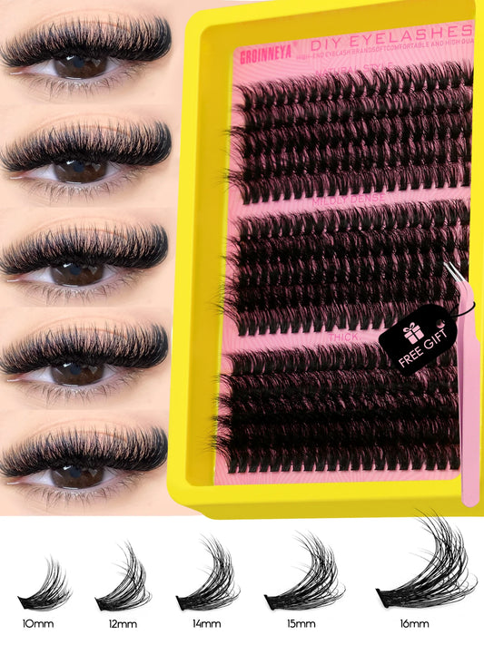 Cluster Lashes Kit Fluffy Individual Lashes Volume Mixed Tray Faux Mink Lashes Eyelash Extension Makeup